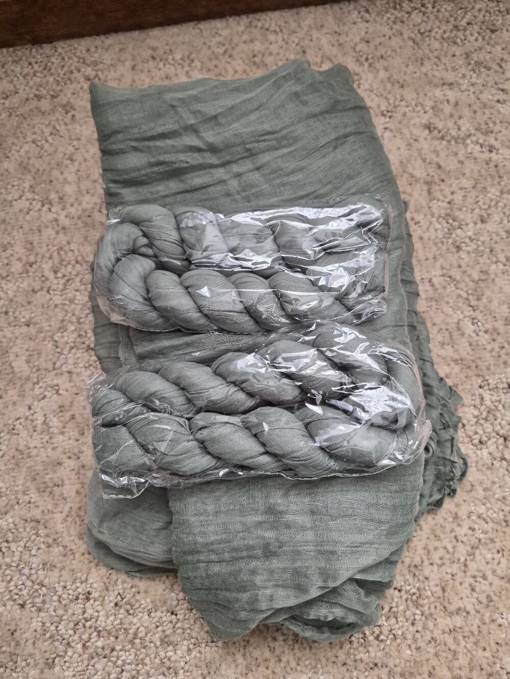 6 Sage Green Cheesecloth Table Runners
